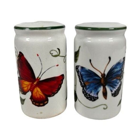 Tabletops Unlimited Spring Garden Butterfly Vine Salt Pepper Shakers Cottagecore - Picture 1 of 12